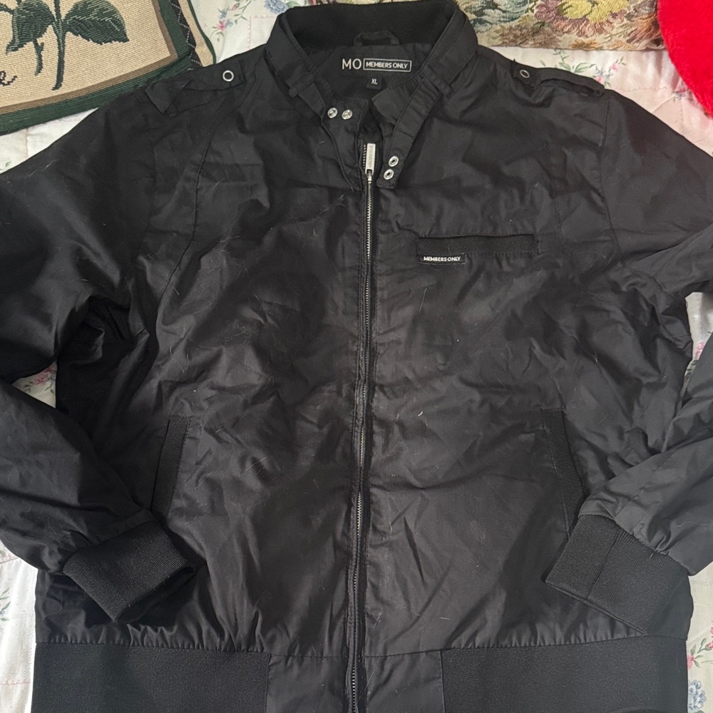 Members Only Black Bomber Jacket with Stand Collar